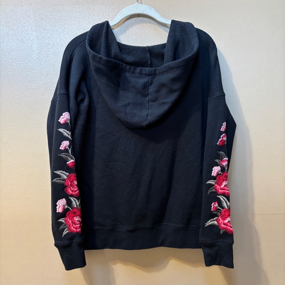 American Eagle Outfitters Floral Embroidered Long Sleeve Black Hoodie Size M - Picture 5 of 10